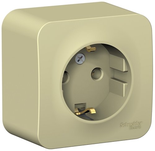 Розетка с заземлением накладная Systeme Electric Blanca 1-м. бежевый картинка